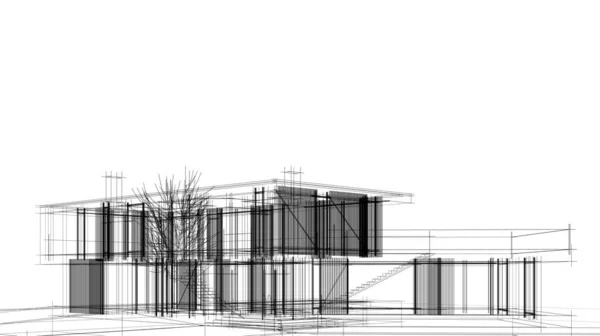 House Building Sketch Architecture Illustration — Stock Photo, Image
