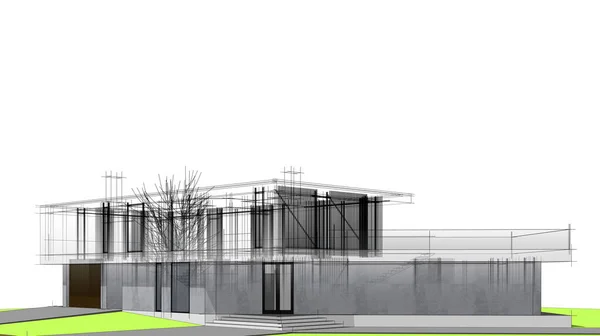 House Building Sketch Architecture Illustration — Stock Photo, Image