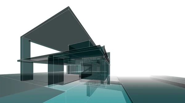 Moderní Geometrický Architektonický Design Vykreslování Panství Architektonické Umění Obrys Ilustrace — Stock fotografie