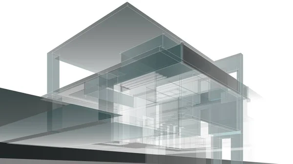 Moderní Geometrický Architektonický Design Vykreslování Panství Architektonické Umění Obrys Ilustrace — Stock fotografie