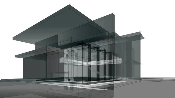 Diseño Moderno Arquitectura Geométrica Representación Plano Propiedad Arte Arquitectónico Ilustración — Foto de Stock
