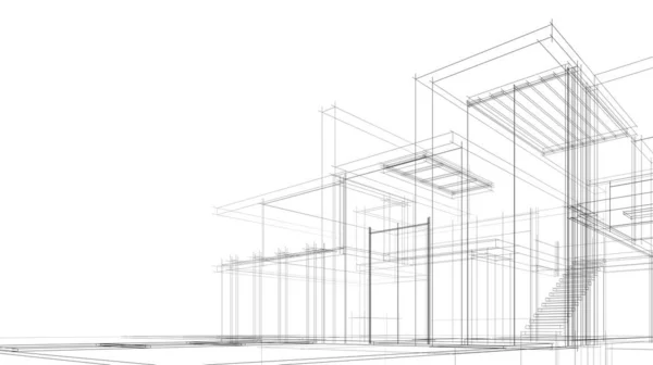 Diseño Moderno Arquitectura Geométrica Representación Plano Propiedad Arte Arquitectónico Ilustración —  Fotos de Stock