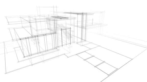 Modernes Geometrisches Architekturdesign Rendering Nachlassplan Architekturkunst Umrissillustration — Stockfoto