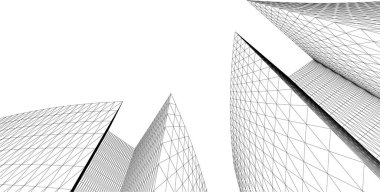 Gelecek perspektifi, soyut mimari duvar kağıdı tasarımı, dijital konsept arkaplan