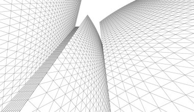 Gelecek perspektifi, soyut mimari duvar kağıdı tasarımı, dijital konsept arkaplan