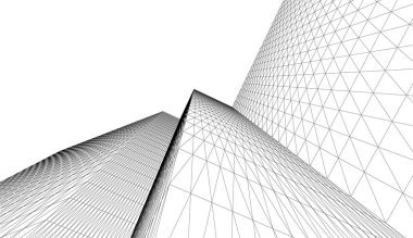 Gelecek perspektifi, soyut mimari duvar kağıdı tasarımı, dijital konsept arkaplan