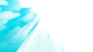 Modern geometrik mimari tasarım, 3D tasarım, gayrimenkul planı, mimari sanat, illüstrasyon.