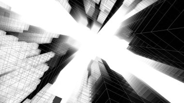 Modern geometrik mimari tasarım, 3D tasarım, gayrimenkul planı, mimari sanat, illüstrasyon.