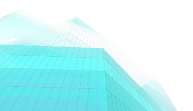 Modern geometrik mimari tasarım, 3D tasarım, gayrimenkul planı, mimari sanat, illüstrasyon.