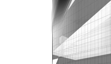 Modern geometrik mimari tasarım, 3D tasarım, gayrimenkul planı, mimari sanat, illüstrasyon.