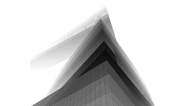 Modern geometrik mimari tasarım, 3D tasarım, gayrimenkul planı, mimari sanat, illüstrasyon.