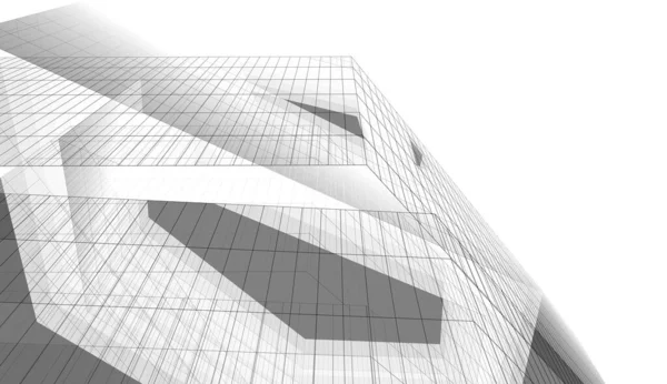 Modern Geometrisch Architectuur Ontwerp Rendering Landgoed Blauwdruk Architectonische Kunst Illustratie — Stockfoto