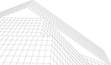 Modern geometrik mimari tasarım, 3D tasarım, gayrimenkul planı, mimari sanat, illüstrasyon.