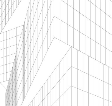 Modern geometrik mimari tasarım, 3D tasarım, gayrimenkul planı, mimari sanat, illüstrasyon.