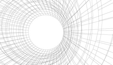 Modern geometrik mimari tasarım, 3D tasarım, gayrimenkul planı, mimari sanat, illüstrasyon.