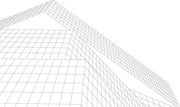 Modern Geometric Architecture Design Rendering Estate Blueprint Architectural Art Illustration — Stock Vector