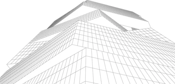 Modern Geometric Architecture Design Rendering Estate Blueprint Architectural Art Illustration — Vector de stock