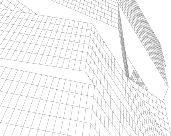 Modern Geometric Architecture Design Rendering Estate Blueprint Architectural Art Illustration — Archivo Imágenes Vectoriales