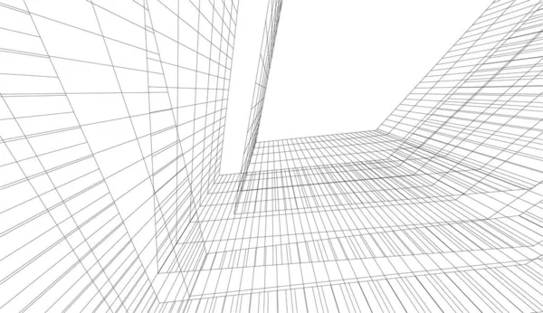 Moderní Geometrický Architektonický Design Vykreslování Panství Architektonické Umění Ilustrace — Stockový vektor