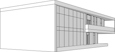 Modern geometrik mimari tasarım, 3D tasarım, gayrimenkul planı, mimari sanat, taslak çizimi.