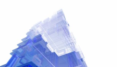  Gelecek perspektifi, soyut mimari duvar kağıdı tasarımı, dijital geometrik konsept arkaplan