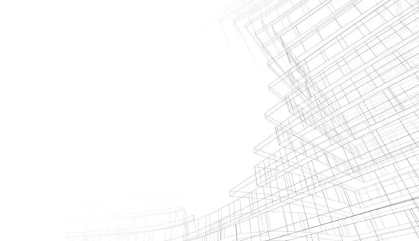 Futuristisk Perspektiv Abstrakt Arkitektonisk Tapet Design Digital Geometrisk Koncept Baggrund - Stock-foto
