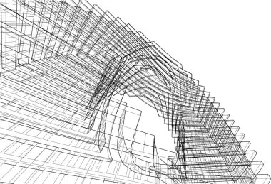  Gelecek perspektifi, soyut mimari duvar kağıdı tasarımı, dijital geometrik konsept arkaplan