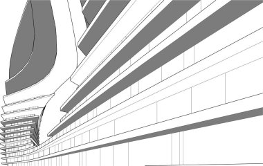  Gelecek perspektifi, soyut mimari duvar kağıdı tasarımı, dijital geometrik konsept arkaplan