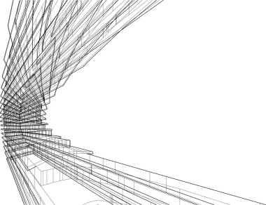  Gelecek perspektifi, soyut mimari duvar kağıdı tasarımı, dijital geometrik konsept arkaplan