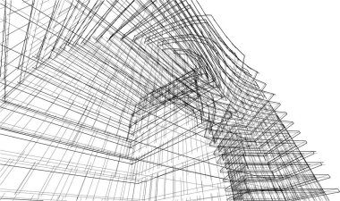  Gelecek perspektifi, soyut mimari duvar kağıdı tasarımı, dijital geometrik konsept arkaplan