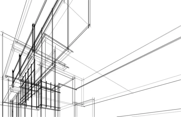 Nowoczesny Projekt Architektury Geometrycznej Renderowanie Projekt Nieruchomości Sztuka Architektoniczna Ilustracja — Wektor stockowy