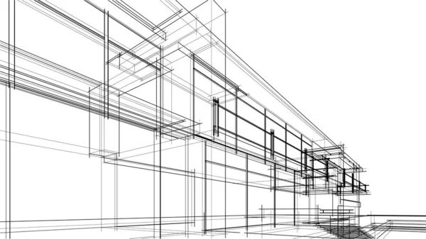 Design Architecture Géométrique Moderne Rendu Plan Succession Art Architectural Illustration — Image vectorielle