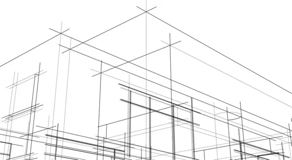 Moderne Geometrisk Arkitektur Design Rendering Ejendom Blueprint Arkitektonisk Kunst Skitse – Stock-vektor