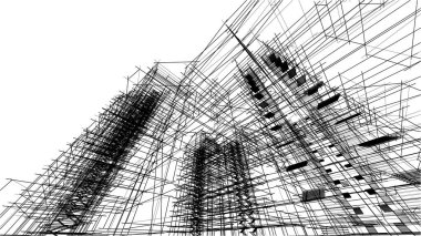 soyut mimari duvar kağıdı gökdelen tasarımı, dijital konsept arkaplan
