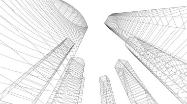 soyut mimari duvar kağıdı gökdelen tasarımı, dijital konsept arkaplan