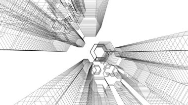 soyut mimari duvar kağıdı gökdelen tasarımı, dijital konsept arkaplan