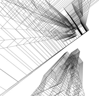 soyut mimari duvar kağıdı gökdelen tasarımı, dijital konsept arkaplan