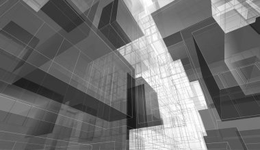 soyut mimari duvar kağıdı gökdelen tasarımı, dijital konsept arkaplan