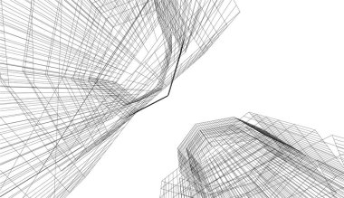 soyut mimari duvar kağıdı gökdelen tasarımı, dijital konsept arkaplan