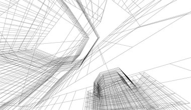 soyut mimari duvar kağıdı gökdelen tasarımı, dijital konsept arkaplan