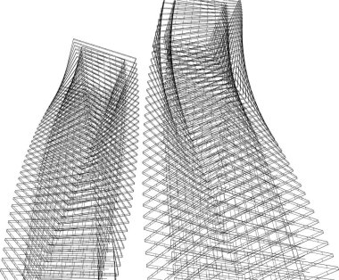 Mimari sanat konseptinde soyut çizgiler, minimum geometrik şekiller.