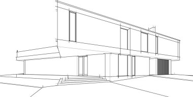 Mimari sanat konseptinde soyut çizgiler, minimum geometrik şekiller.