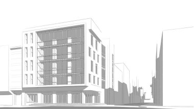 abstract architectural wallpaper high building design, digital concept background