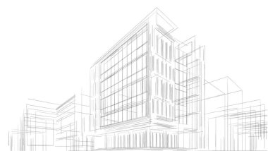 abstract architectural wallpaper high building design, digital concept background