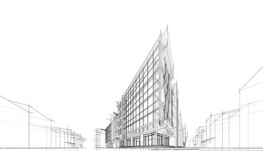 abstract architectural wallpaper high building design, digital concept background