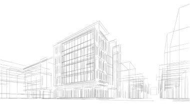 abstract architectural wallpaper high building design, digital concept background