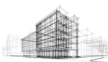 abstract architectural wallpaper high building design, digital concept background