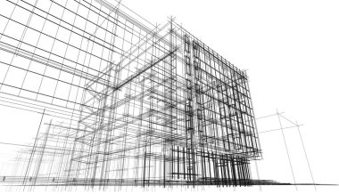 abstract architectural wallpaper high building design, digital concept background