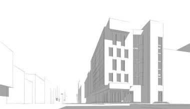 abstract architectural wallpaper high building design, digital concept background