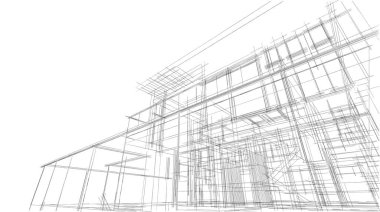 Ev kavramı kroki 3d çizim